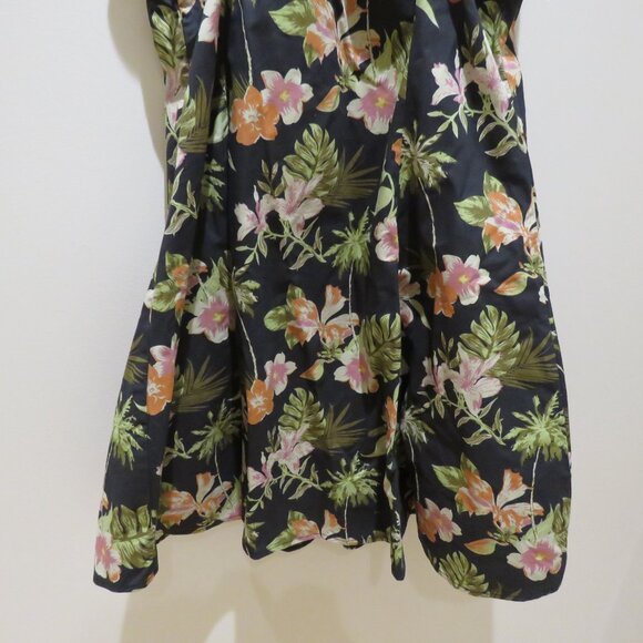 DR FAUST Marrama Palm Tree Exotic Flowers Black Retro Midi Swing Dress Rock Vtg - Picture 11 of 13